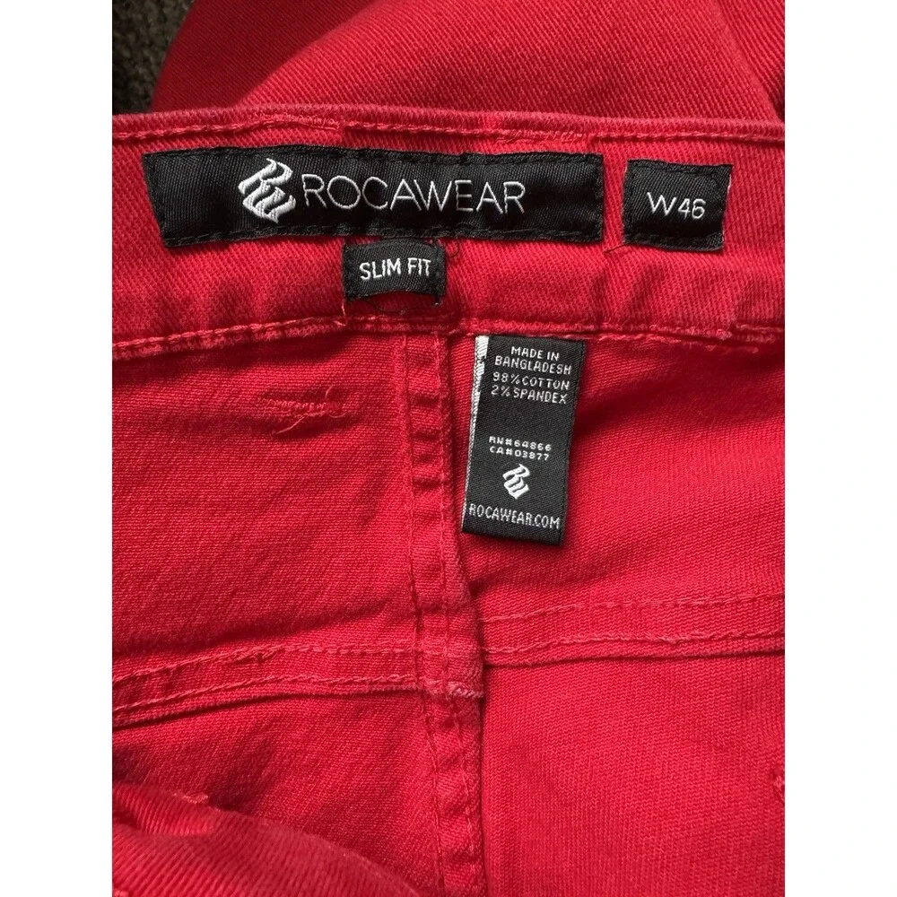 ROCAWEAR Red Black Y2K Streetwear 90s Jeans Men's 46 x 29